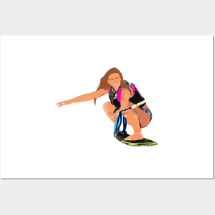 Wakesurfing Girl Light Brunette Posters and Art